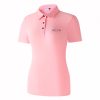 Toray Fieldsensor 涼感吸濕排汗粉紅色女款短袖 POLO 衫，修身剪裁與黑色鈕扣設計。左胸印有 NEKU 標誌。