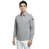 灰色長袖 Polo 衫，左手臂電繡黑色 KOMIA及LOGO，布料是日本TORAY FIELDSESOR機能性布料。