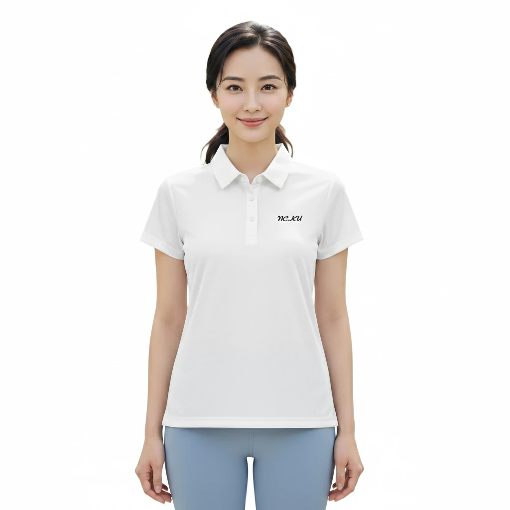 NCKU TORAY涼感快乾短袖Polo-白 1 NCKU 成大紀念服飾:女款白色短袖 Polo 衫(Toray 系列)。